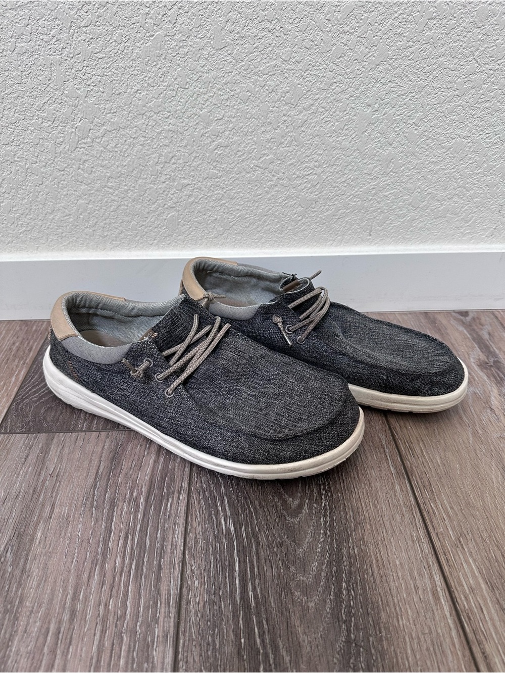 Hey Dude Paul Chambray Moonrock Gray Casual Slip On Loafers Shoes Sz 13